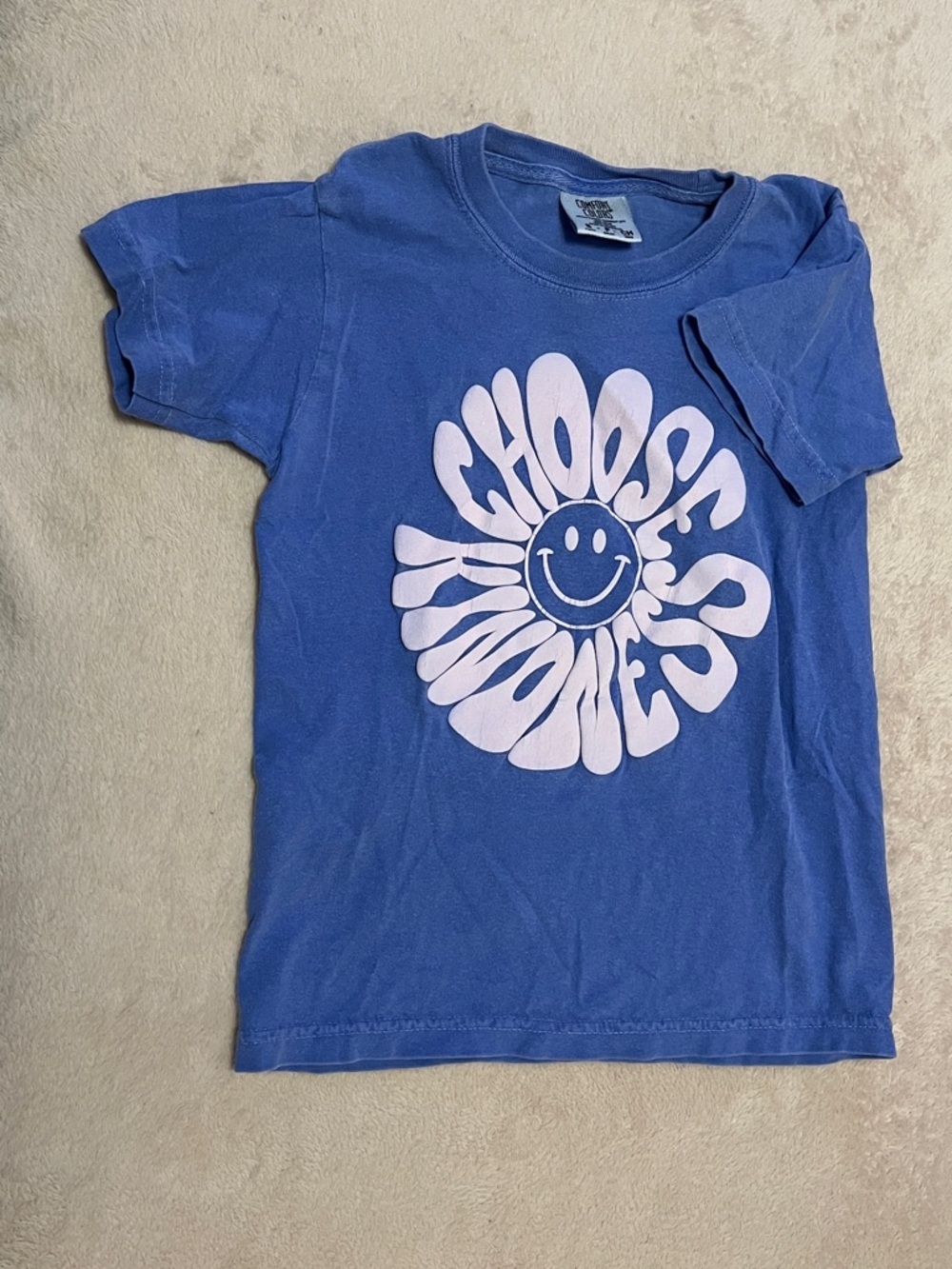 Comfort Colors Blue Kids Tee with Pink 'Choose Kindness' Graphic